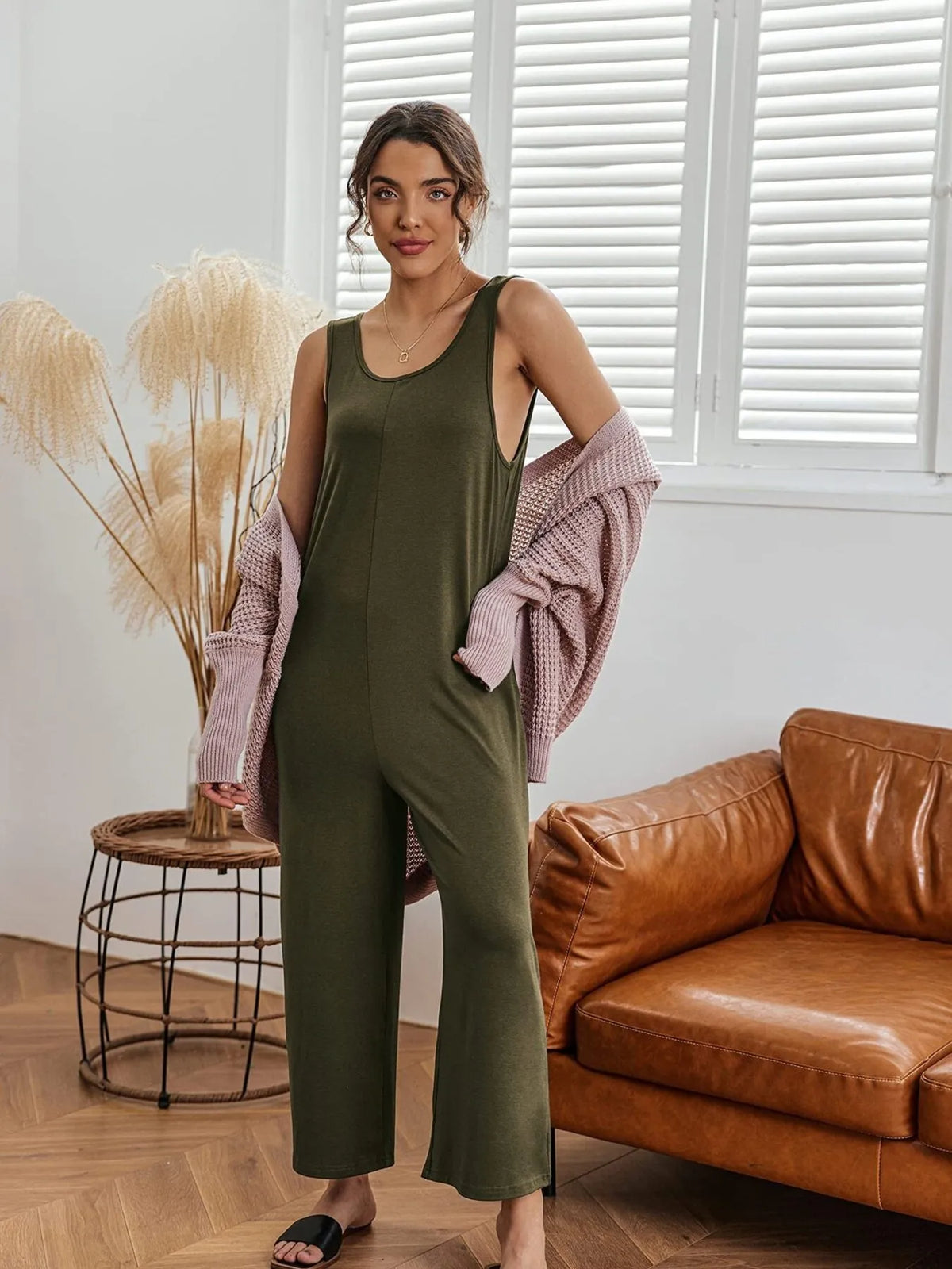 Sleeveless Wide Leg Casual Jumpsuit - Lilixa.store