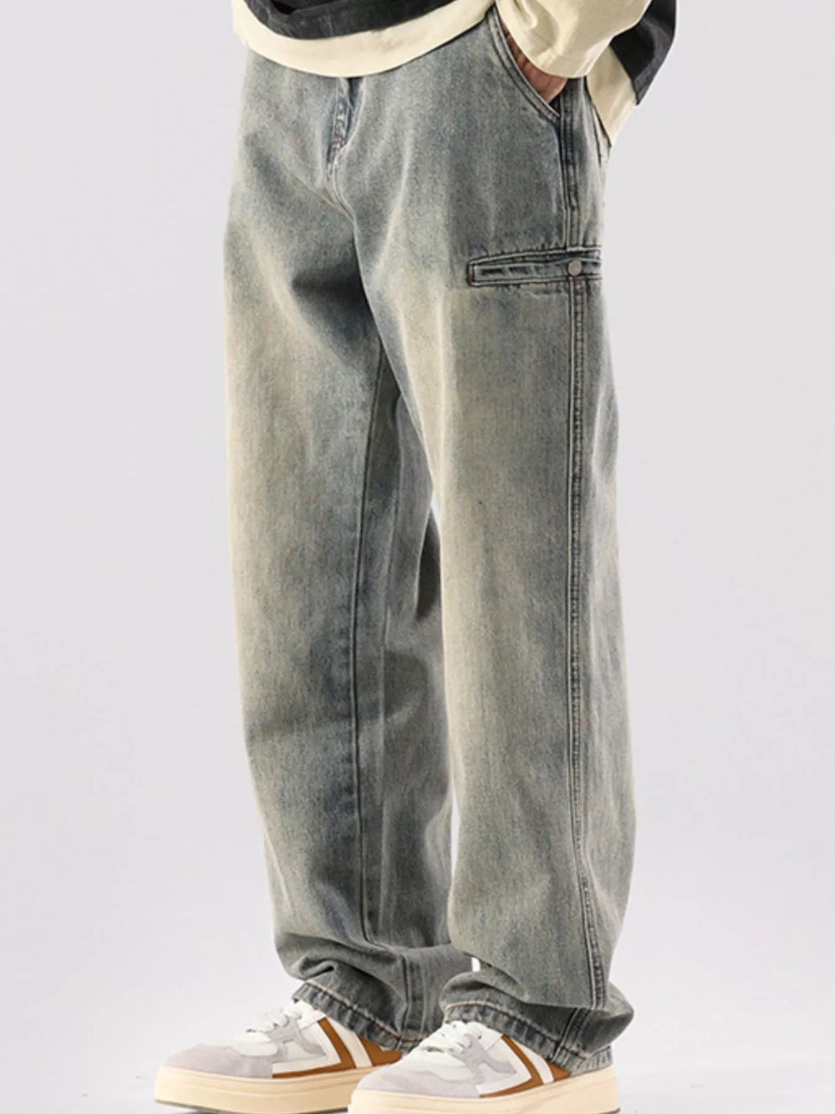 Men's Vintage Wash Relaxed Fit Jeans - Lilixa.store