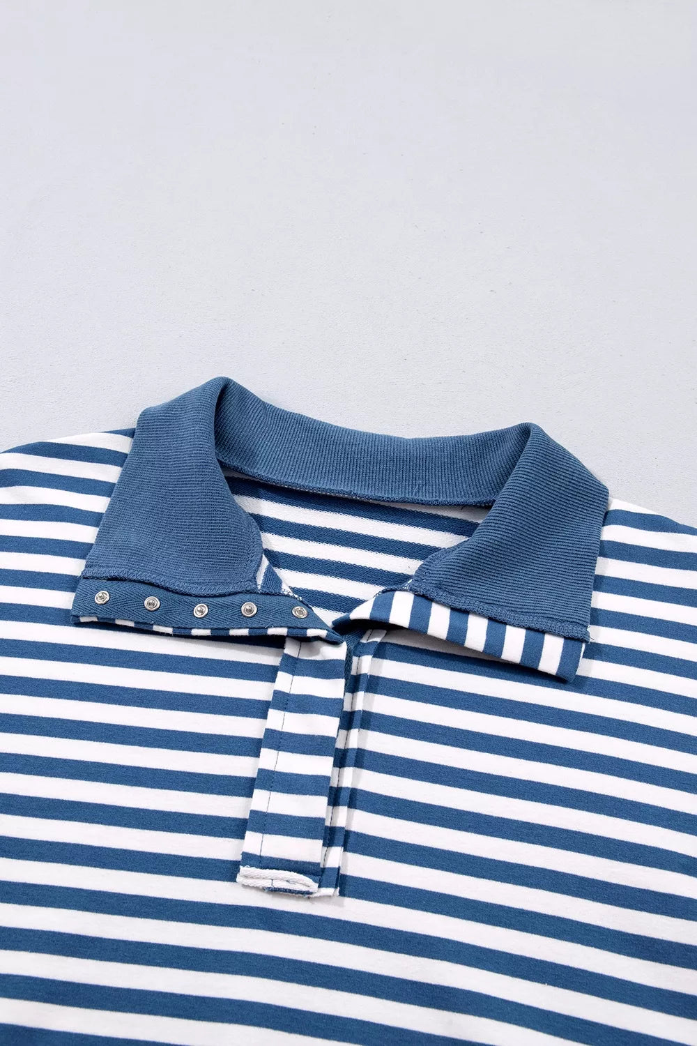 Stripe Color Block Trim Raw Seam Split Hem Loose Sweatshirt - Lilixa.store
