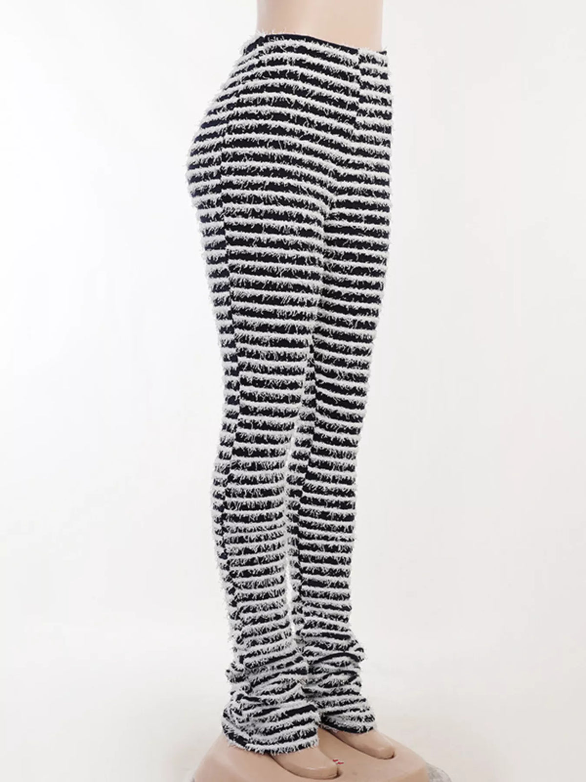 Striped Fuzzy Textured Knit Pants, view 4