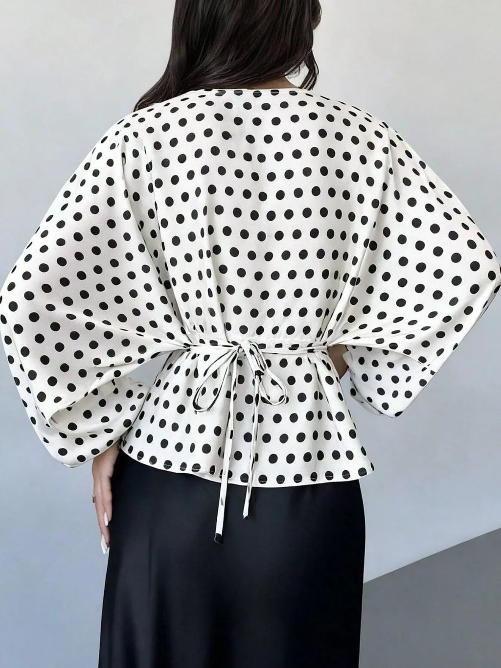 Polka Dot Round Neck Blouse - Lilixa.store