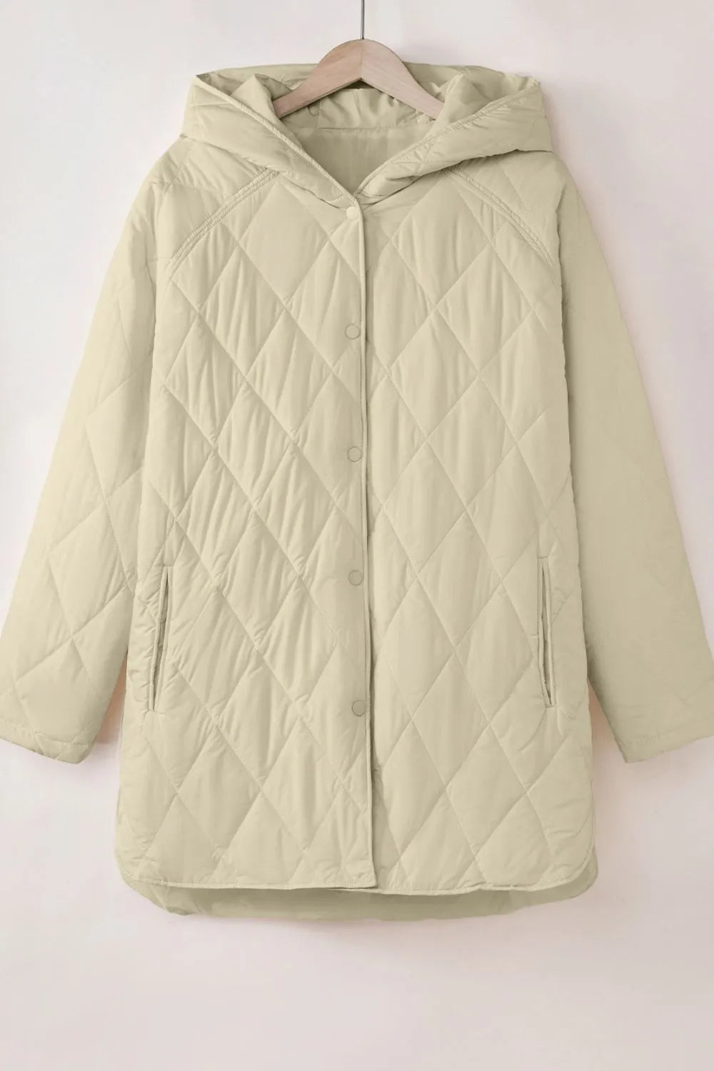 Snap Down Long Sleeve Quilted Winter Coat - Lilixa.store