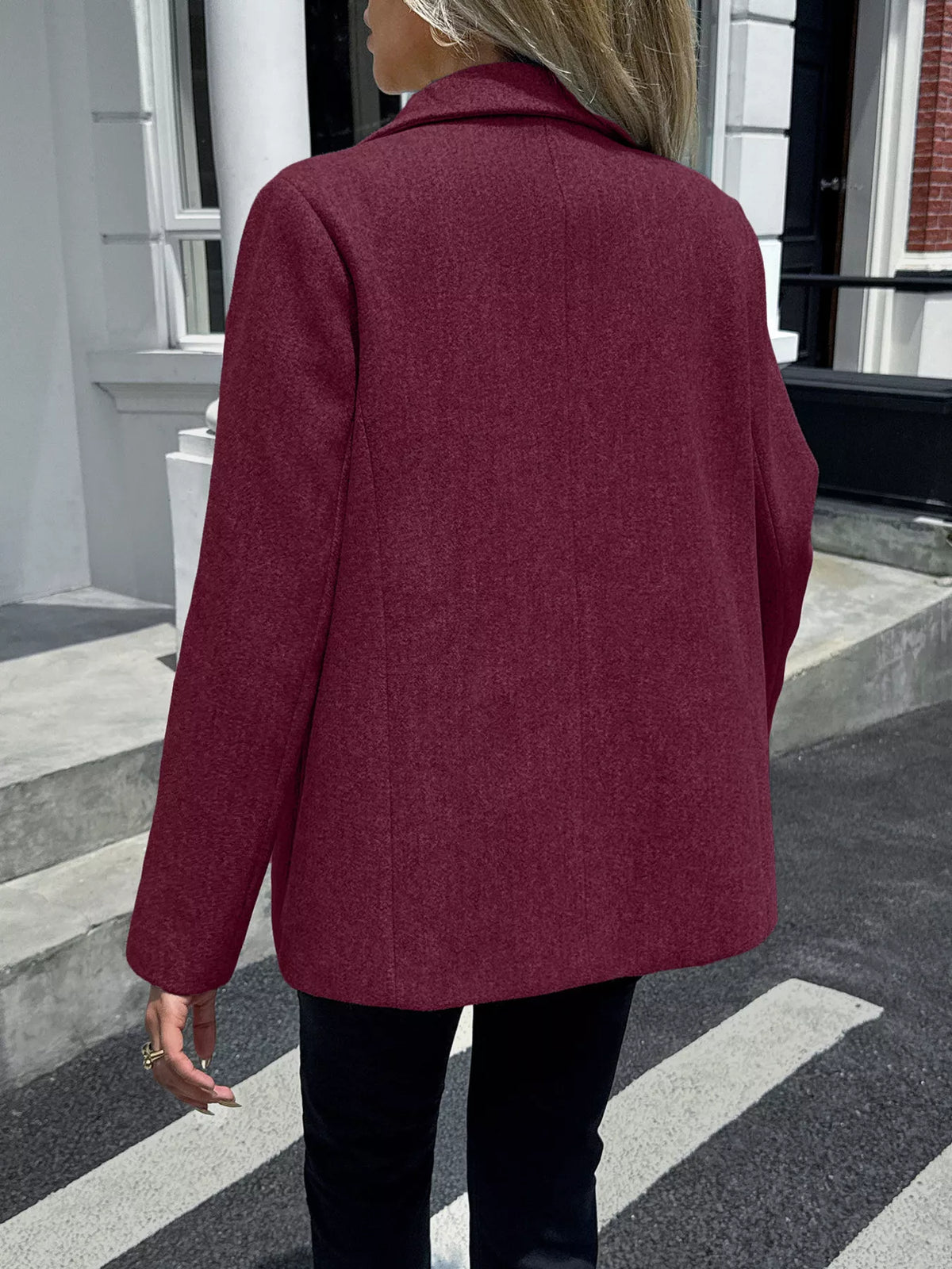 Lapel Collar Button Up Blazer - Lilixa.store