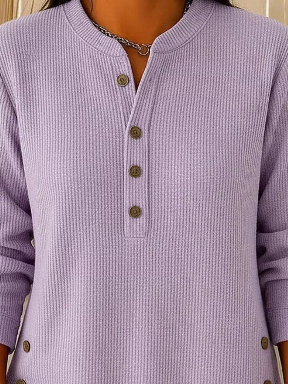 Full Size Button Detail Corduroy Top Plus Size