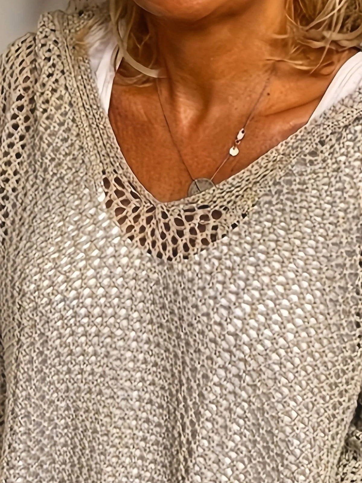 Openwork Long Sleeve Hooded Knit Cover Up - Lilixa.store