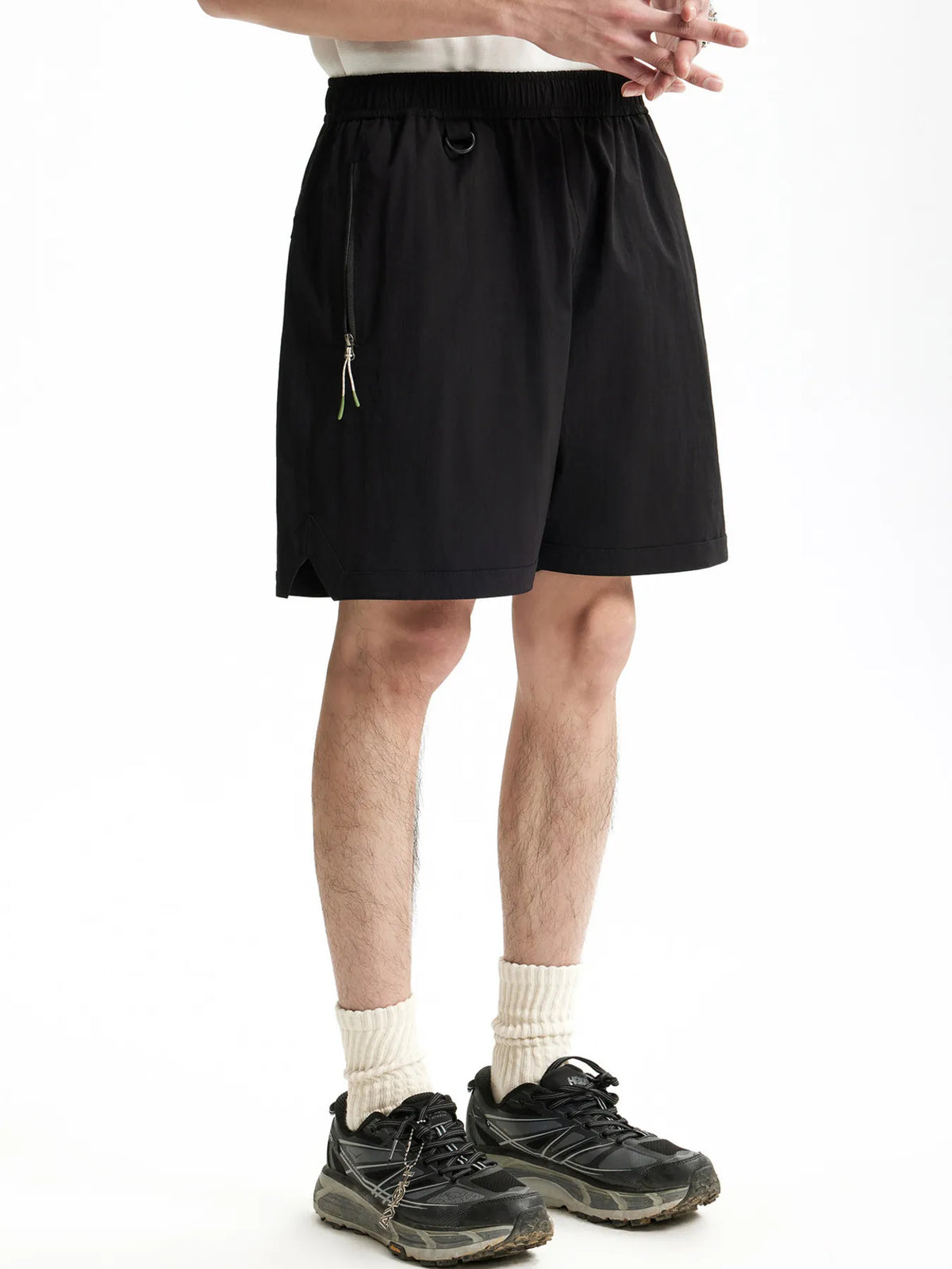 Men's Elastic Waist Shorts in Black
