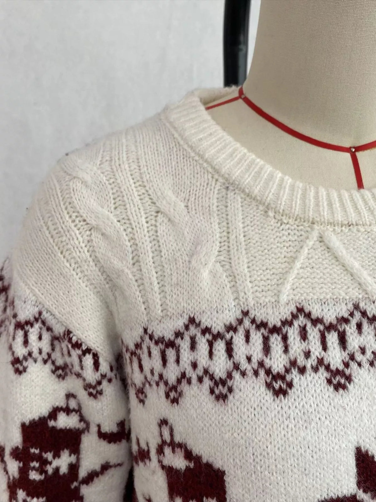 Christmas Snowman Pattern Cable Knit Sweater, view 6