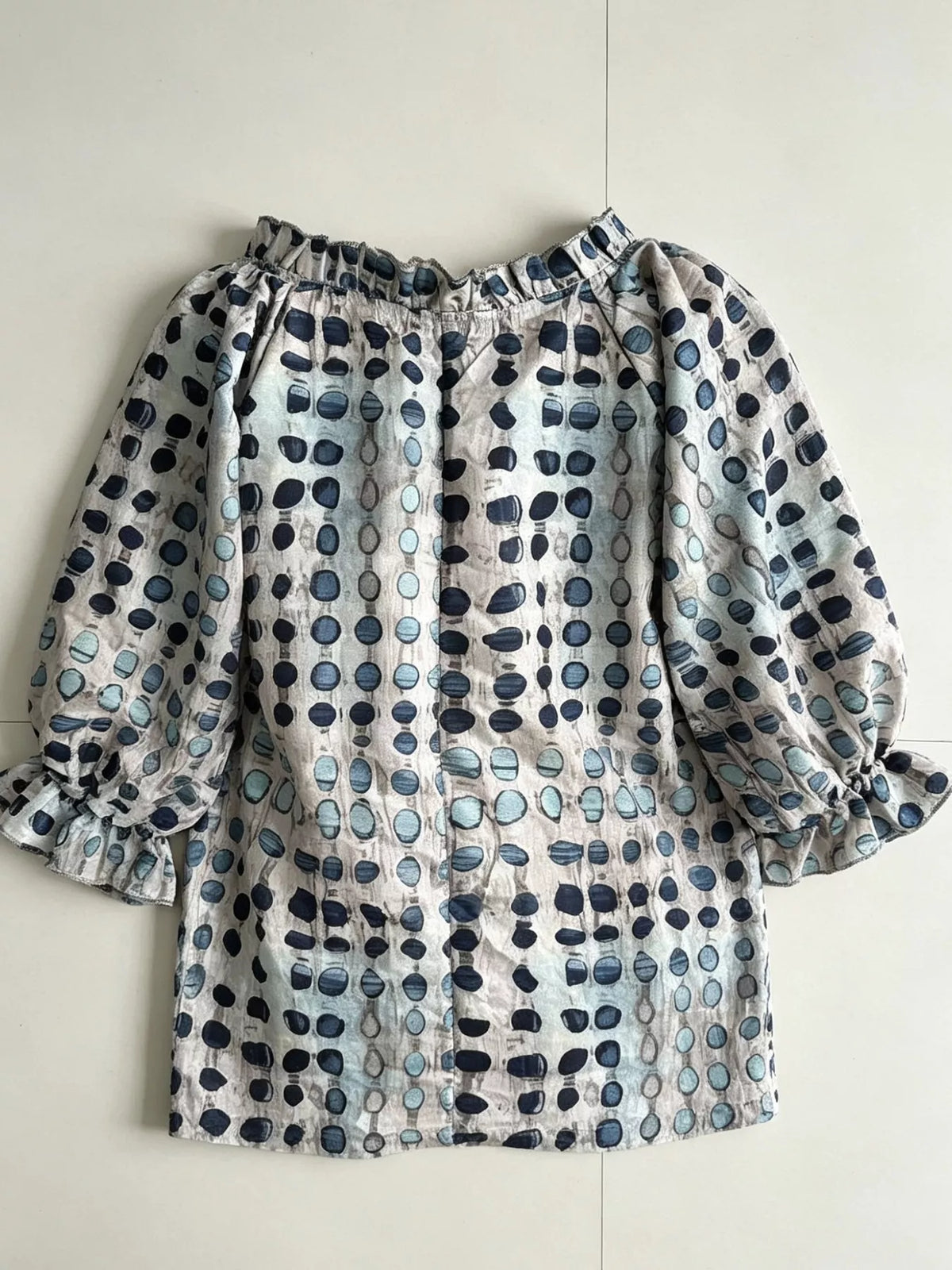 Full Size Tie Neck 3/4 Sleeve Blouse Plus Size