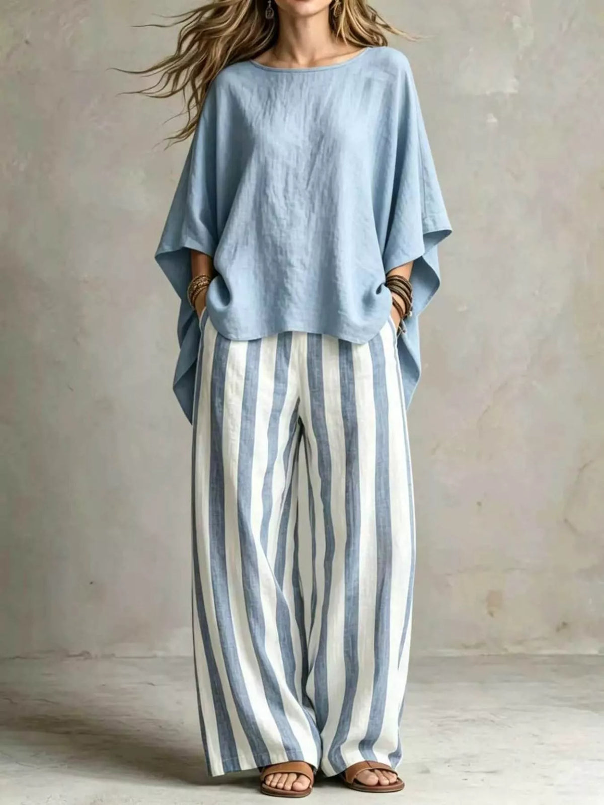 Full Size Solid Color Top and Pants Set Plus Size - Lilixa.store
