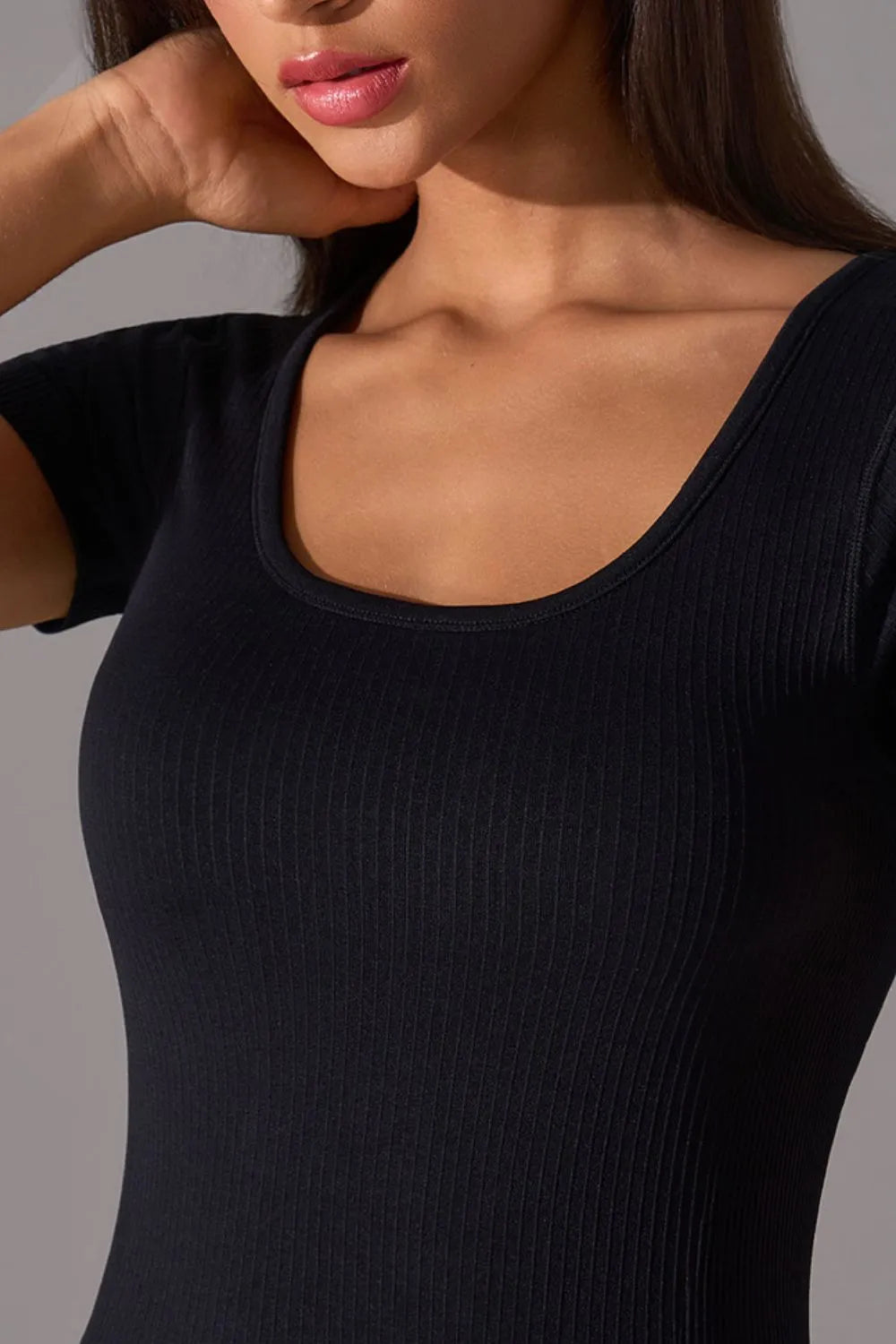 Square Neck Active T-Shirt with Detachable Chest Pads, view 8