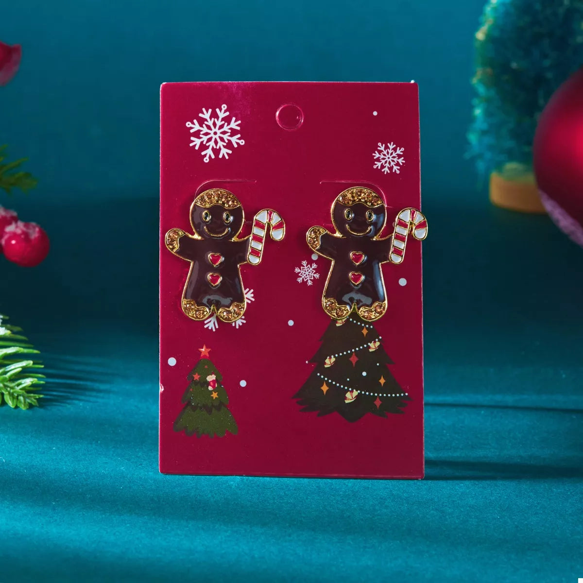 Alloy Gingerbread Man Stud Earrings - Lilixa.store