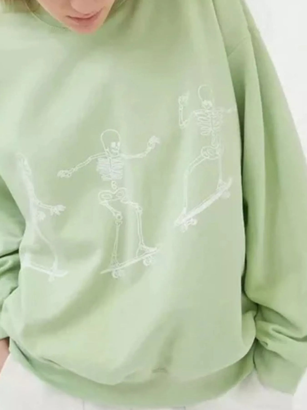 Skeleton Graphic Round Neck Sweatshirt - Lilixa.store