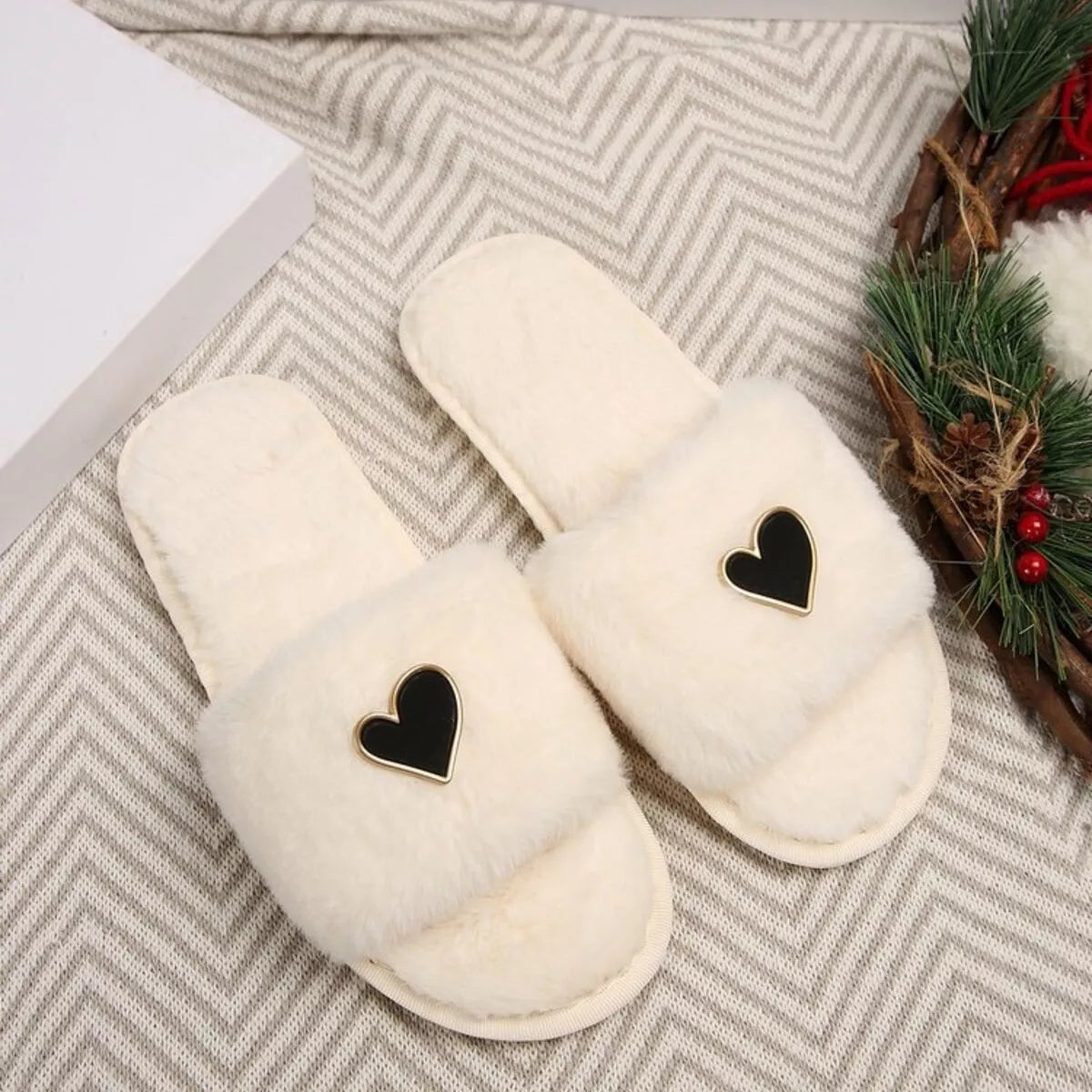 Heart Open Toe Flats Slippers - Lilixa.store