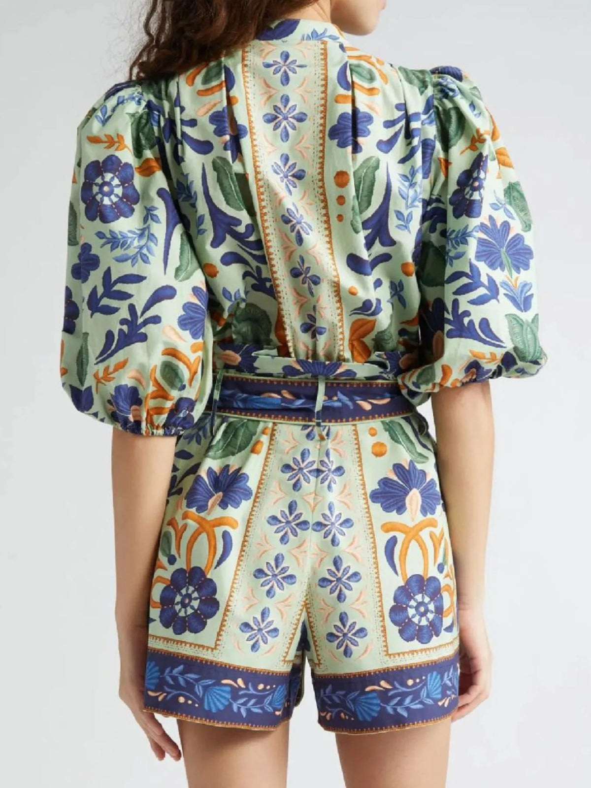 Floral Print Button Front Belted Romper - Lilixa.store