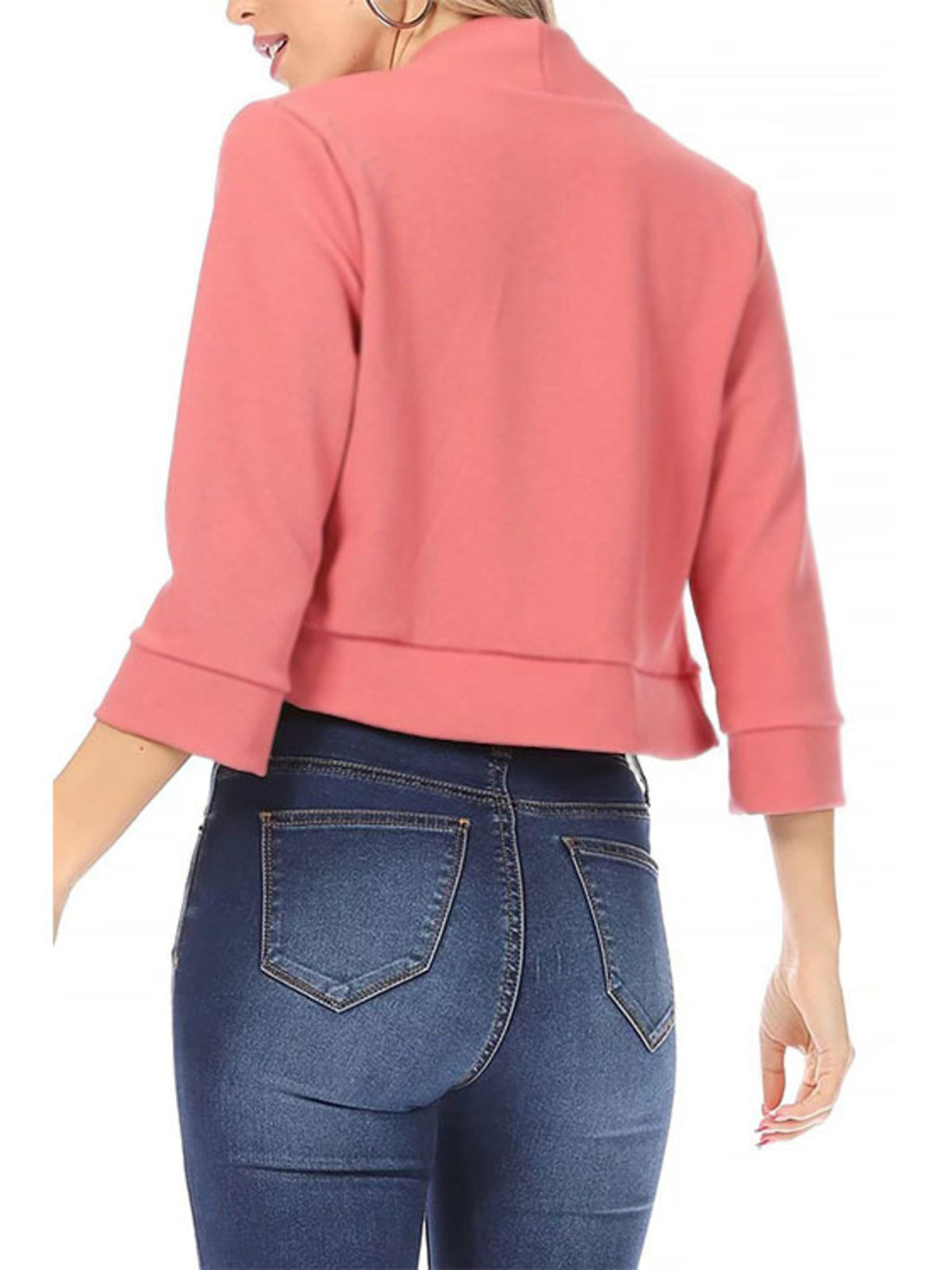 Full Size Cropped Open Front Blazer Plus Size - Lilixa.store