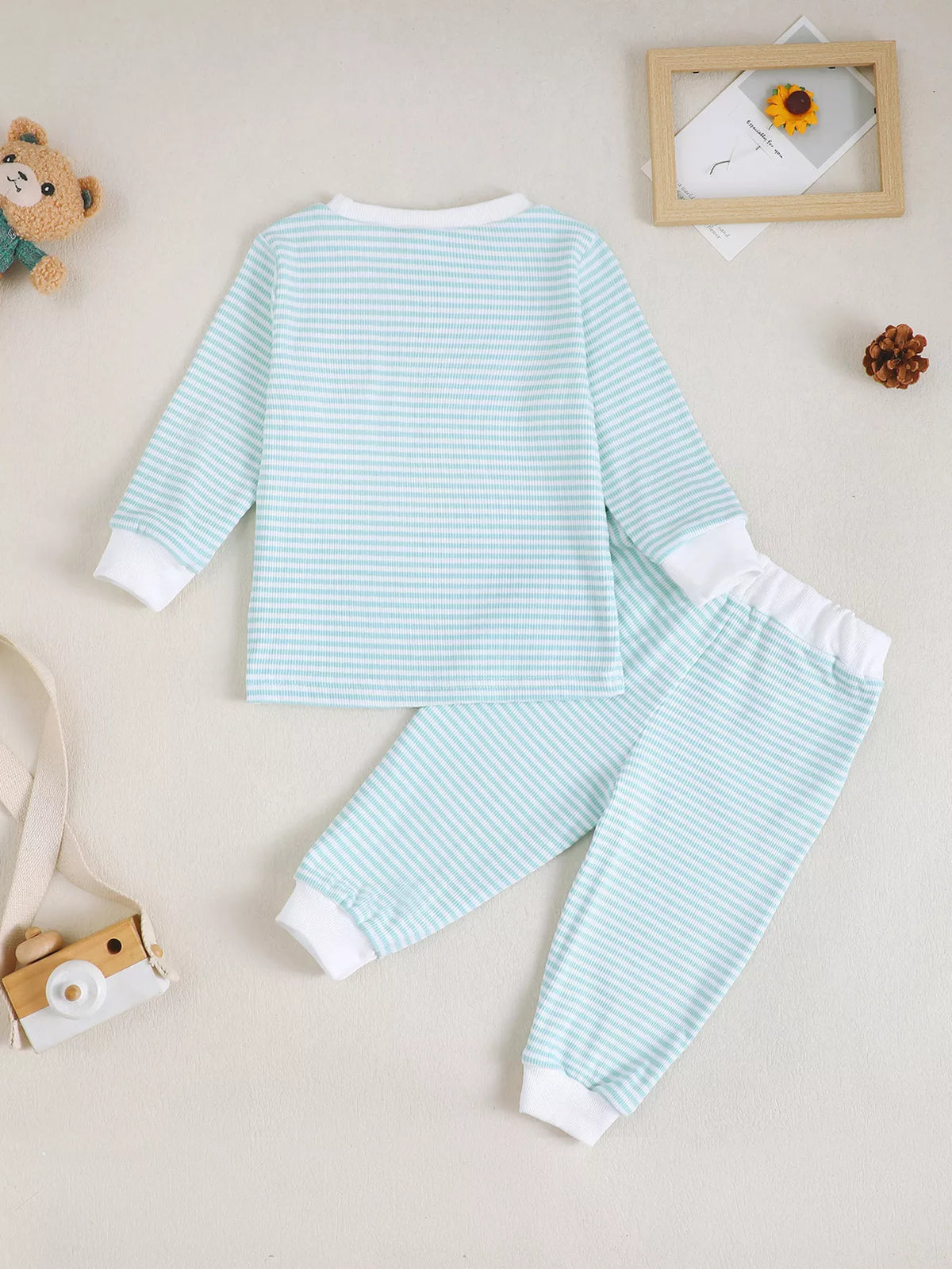 Children's Bear Striped Top and Pants Set - Lilixa.store