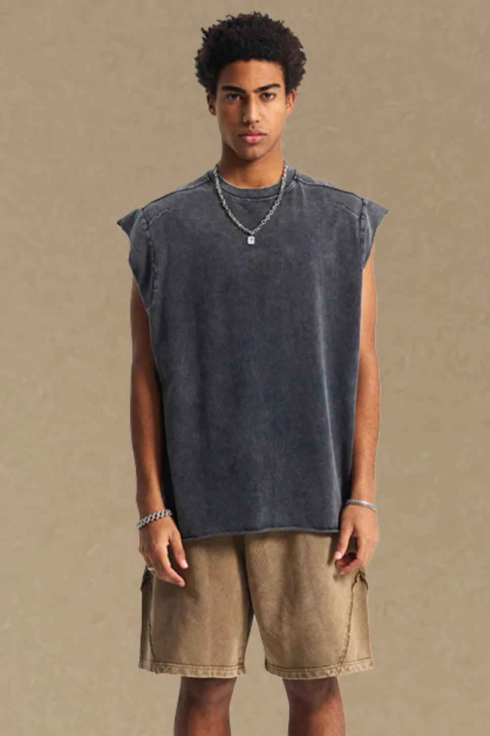 Men's Washed Round Neck Tank - Lilixa.store