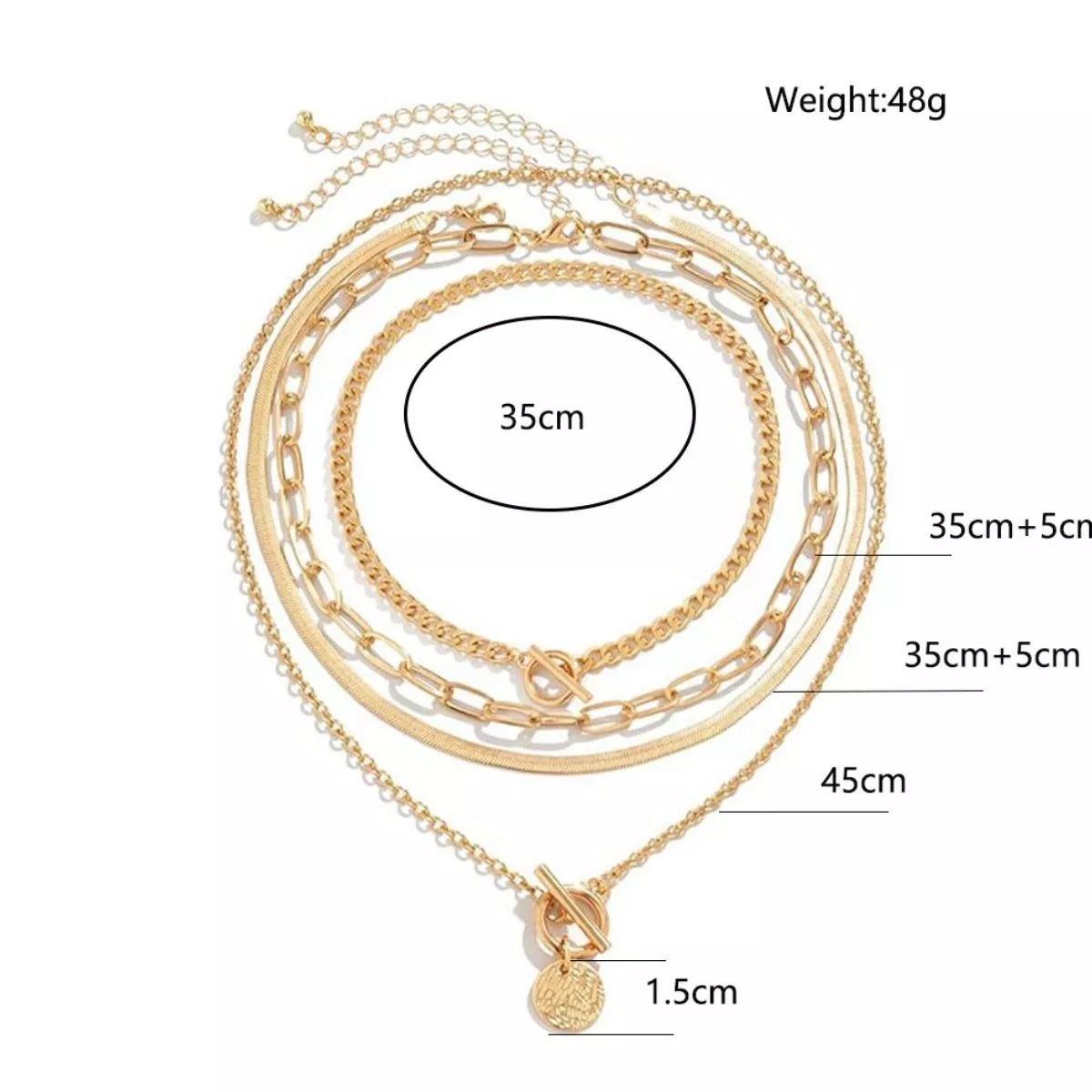 4-Piece Layered Coin Pendant Necklace - Lilixa.store