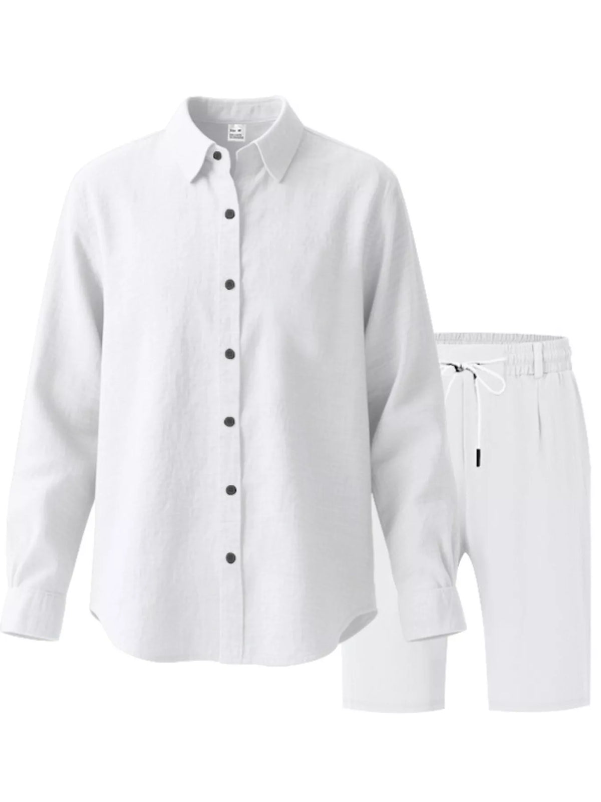 Men's Full Size Casual Button-Down Shirt and Shorts Set Plus Size