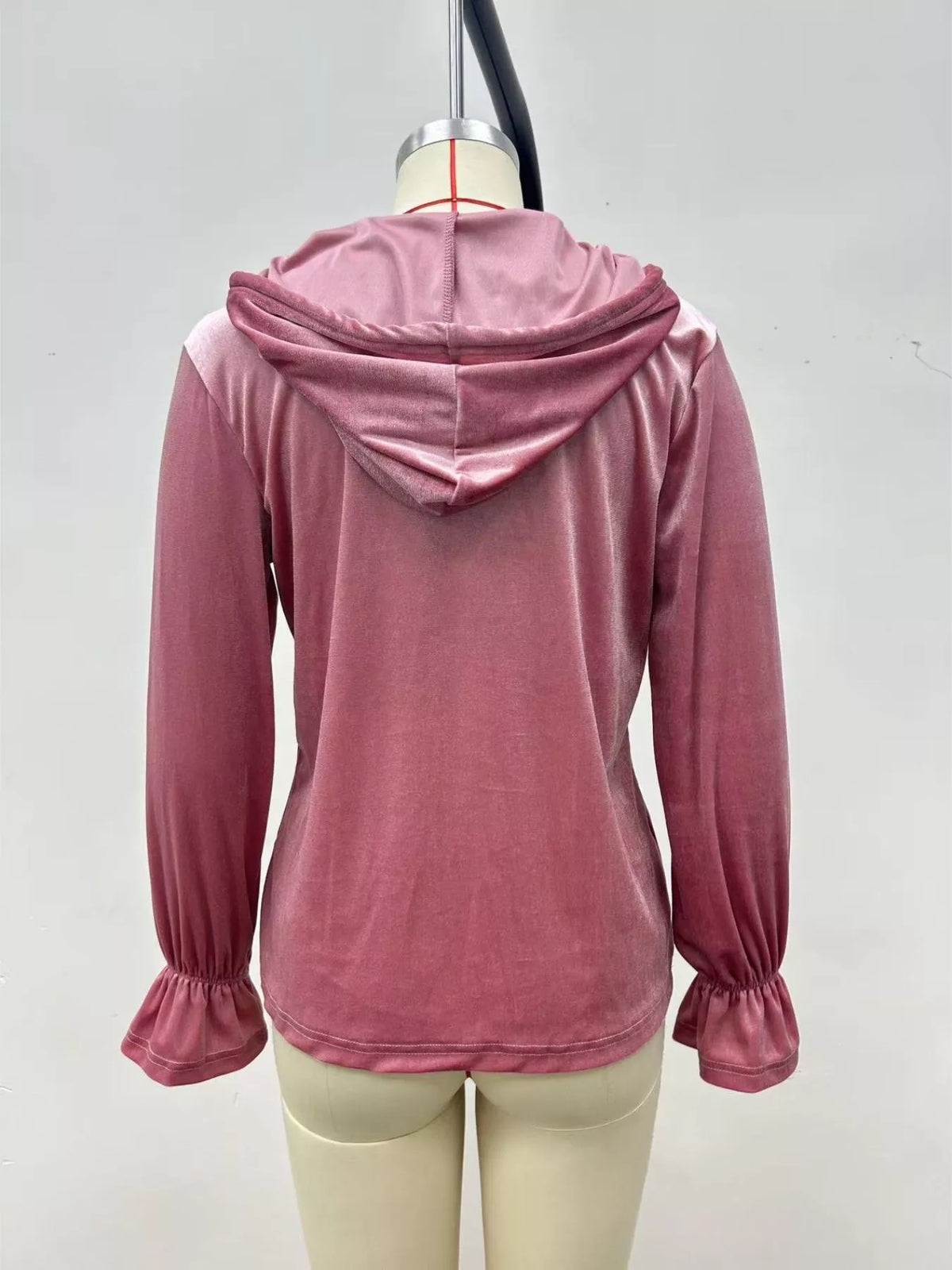 Full Size Velvet Button-Down Hooded Outerwear Plus Size - Lilixa.store