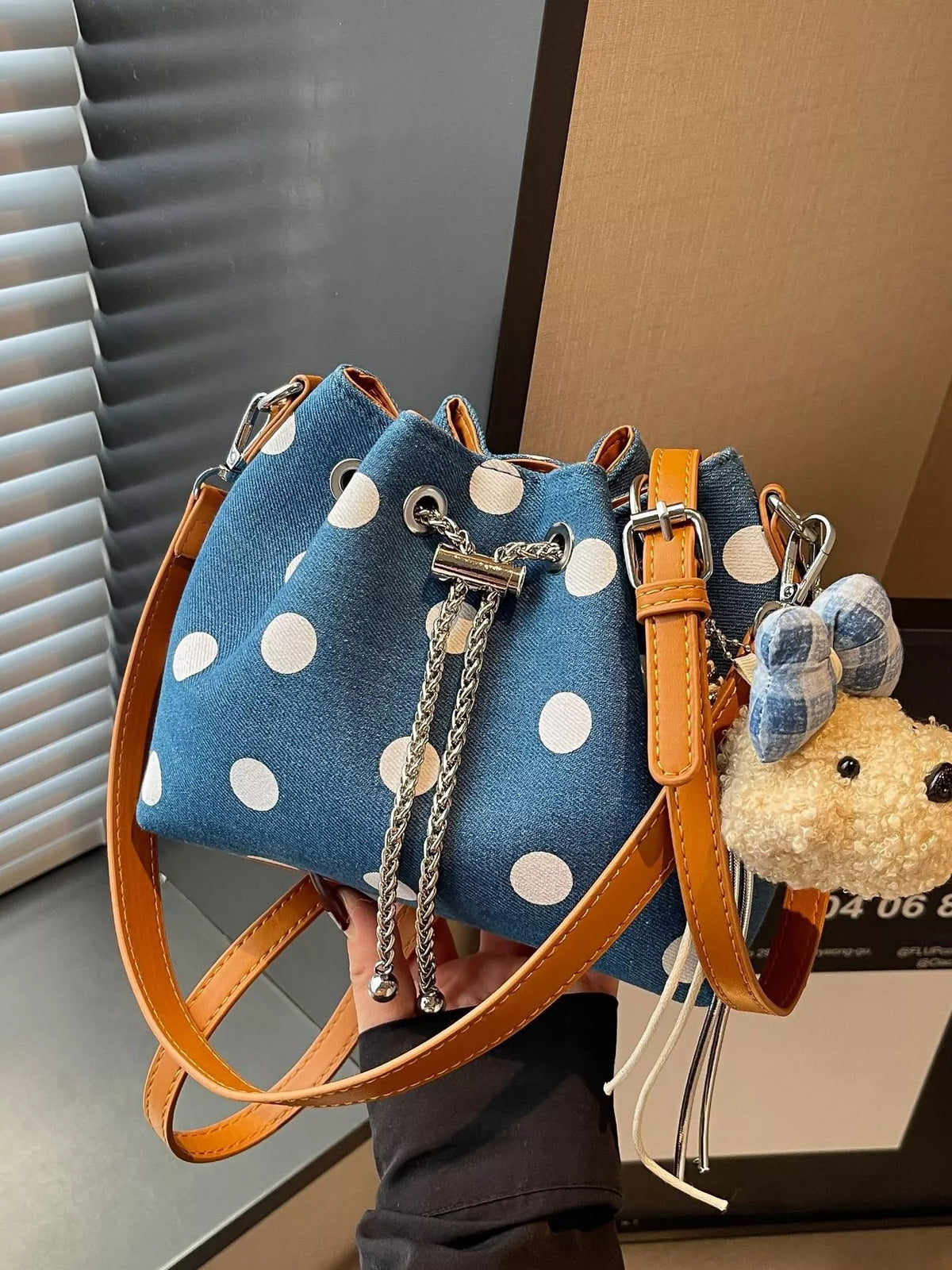 Polka Dot Bucket Crossbody Bag