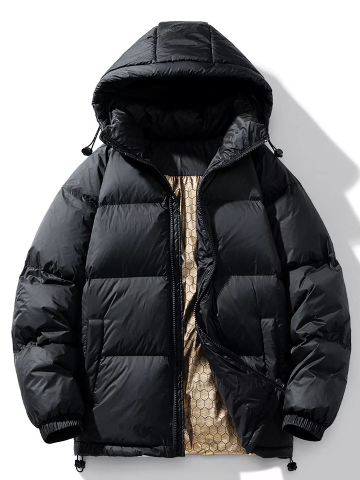 Men's Full Size Warm Padded Hooded Puffer Jacket Plus Size, view 3