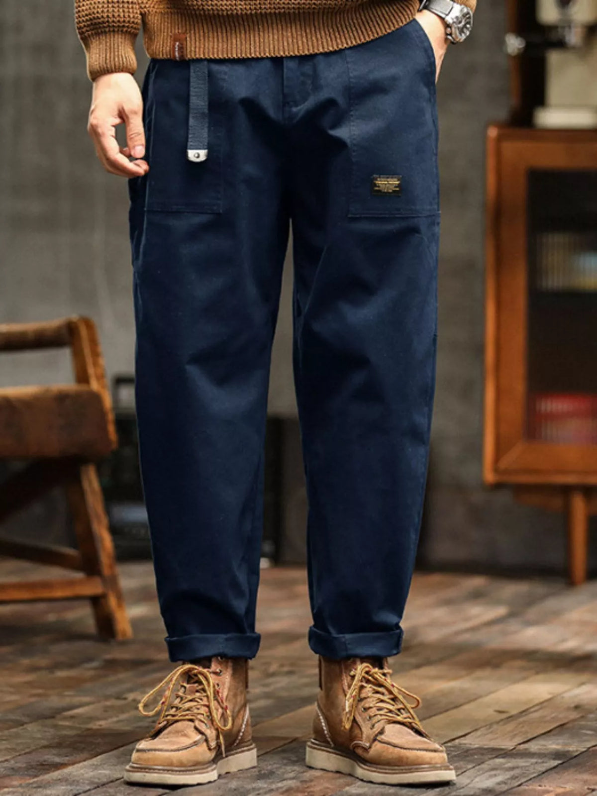 Men's Wide Leg Pants in Royal Blue
