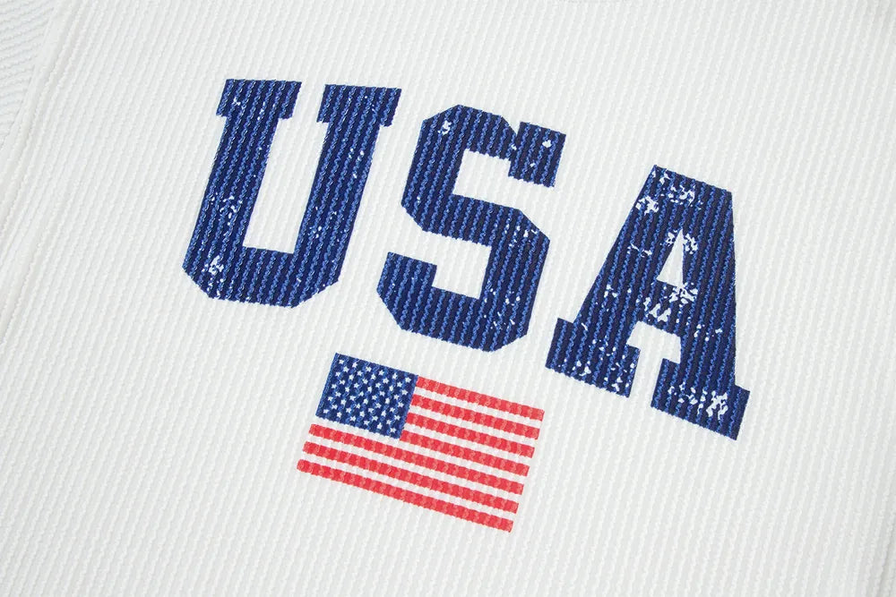 US Flag Corded Long Sleeve Sweatshirt - Lilixa.store