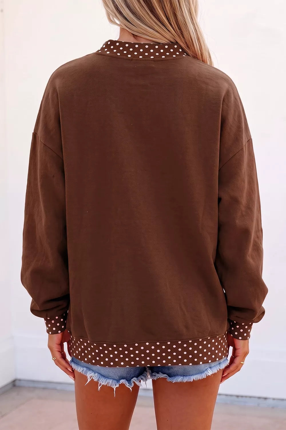 Polka Dot Trim 'PRAY' Graphic Sweatshirt - Lilixa.store