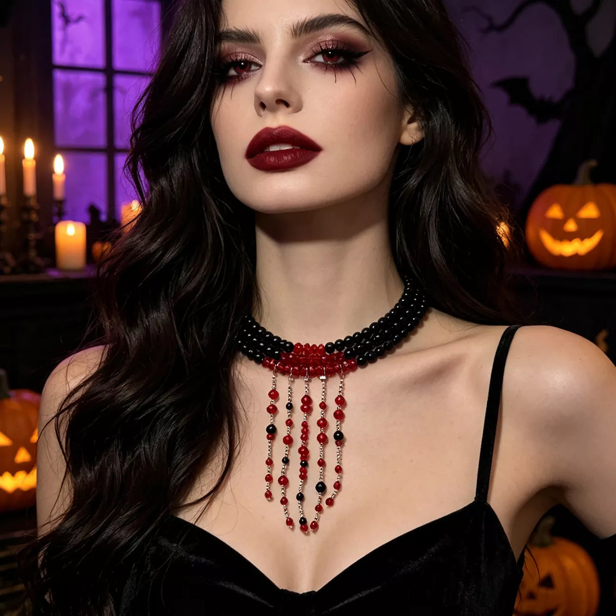 Gothic Multi-Layered Beaded Necklace