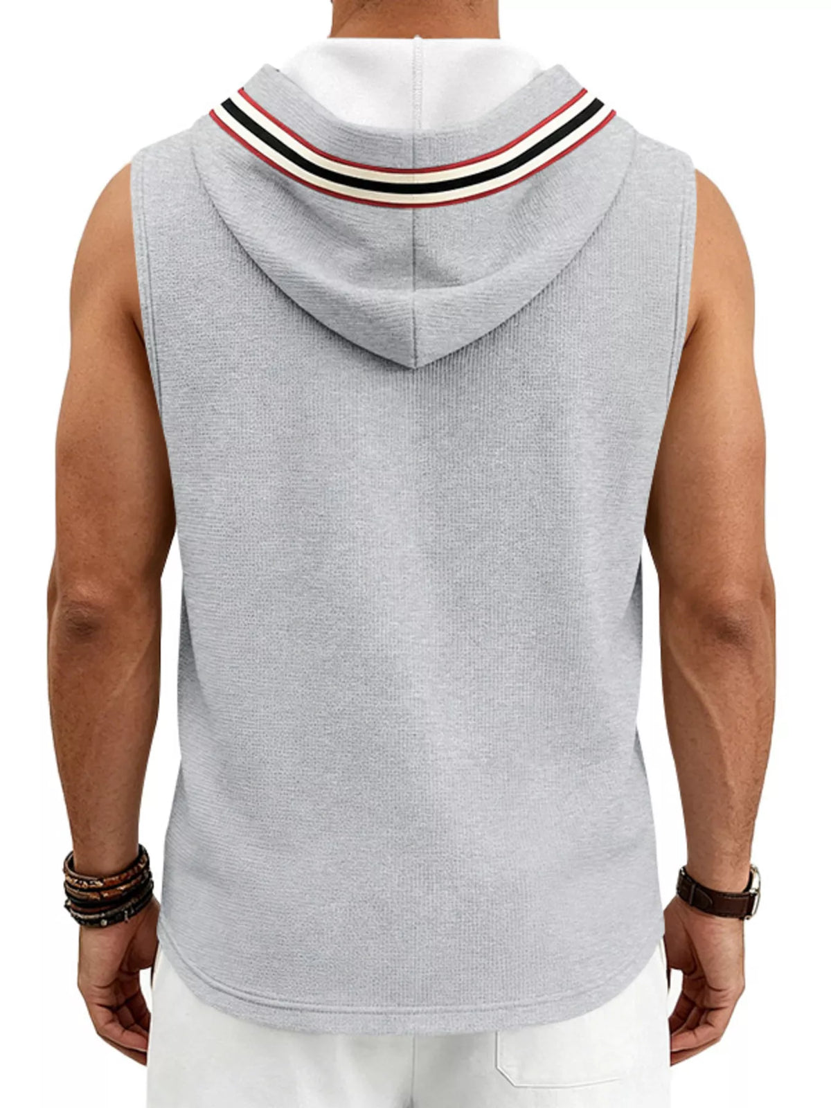 Men's Full Size Lace Up Hooded Vest Plus Size - Lilixa.store