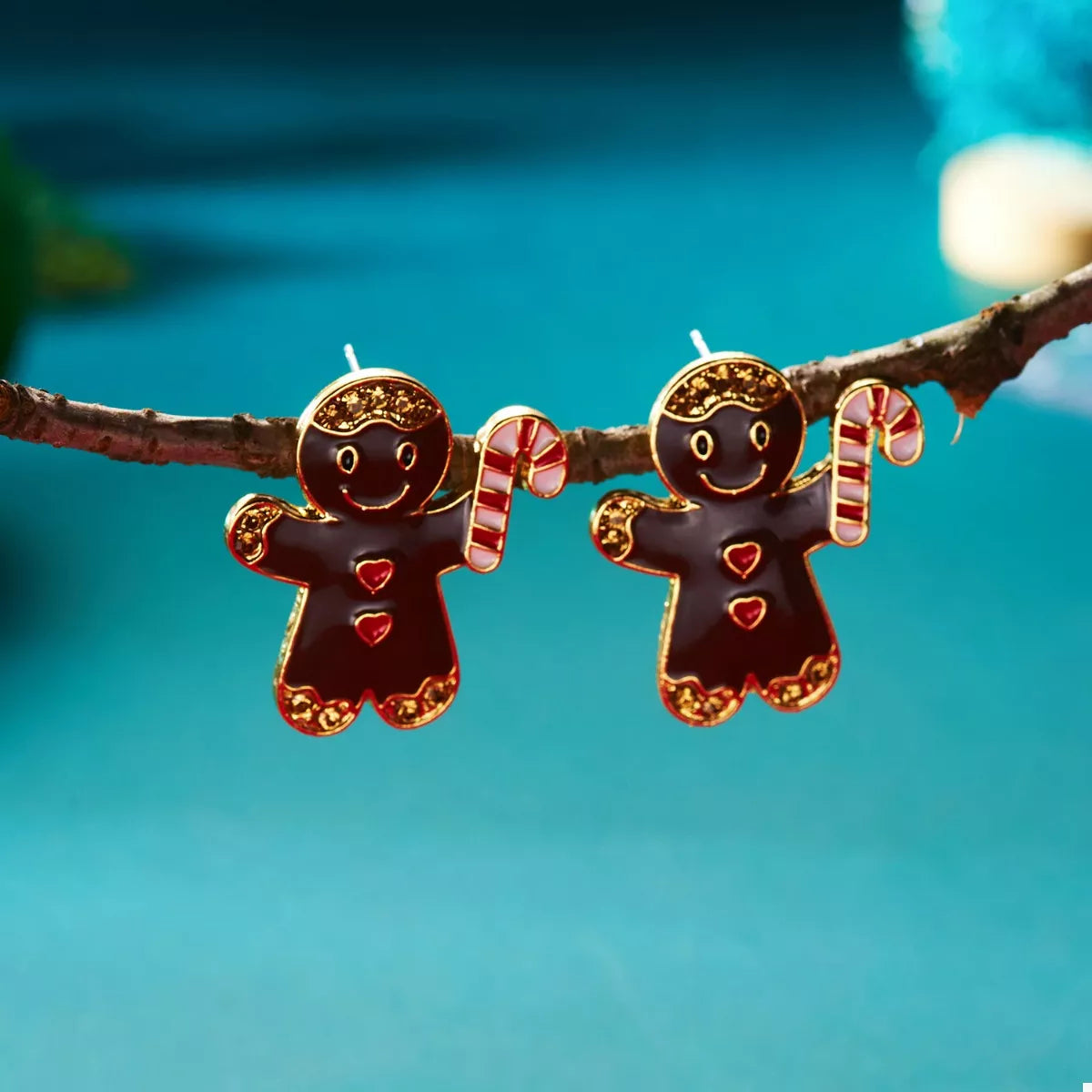 Alloy Gingerbread Man Stud Earrings - Lilixa.store