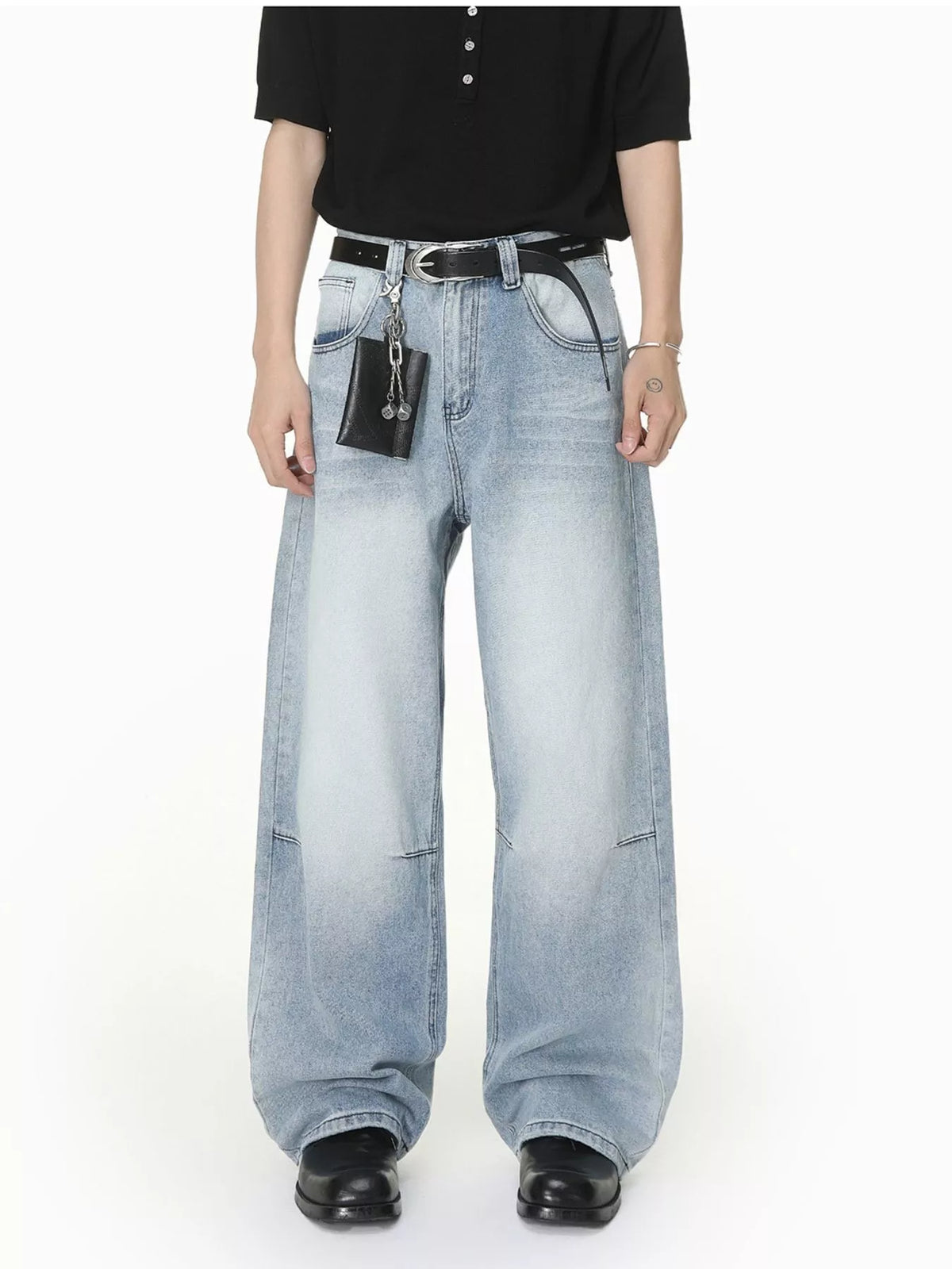 Men's Washed Wide-Leg Jeans - Lilixa.store