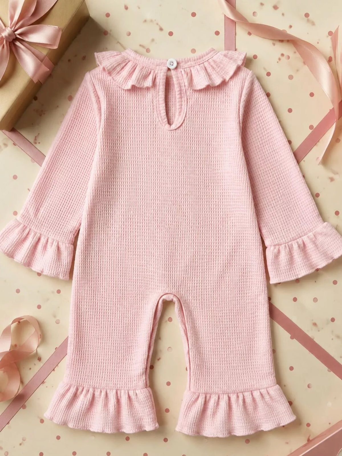 Children's 'My 1st Christmas' Ribbed Ruffle Jumpsuit and Headband Set - Lilixa.store