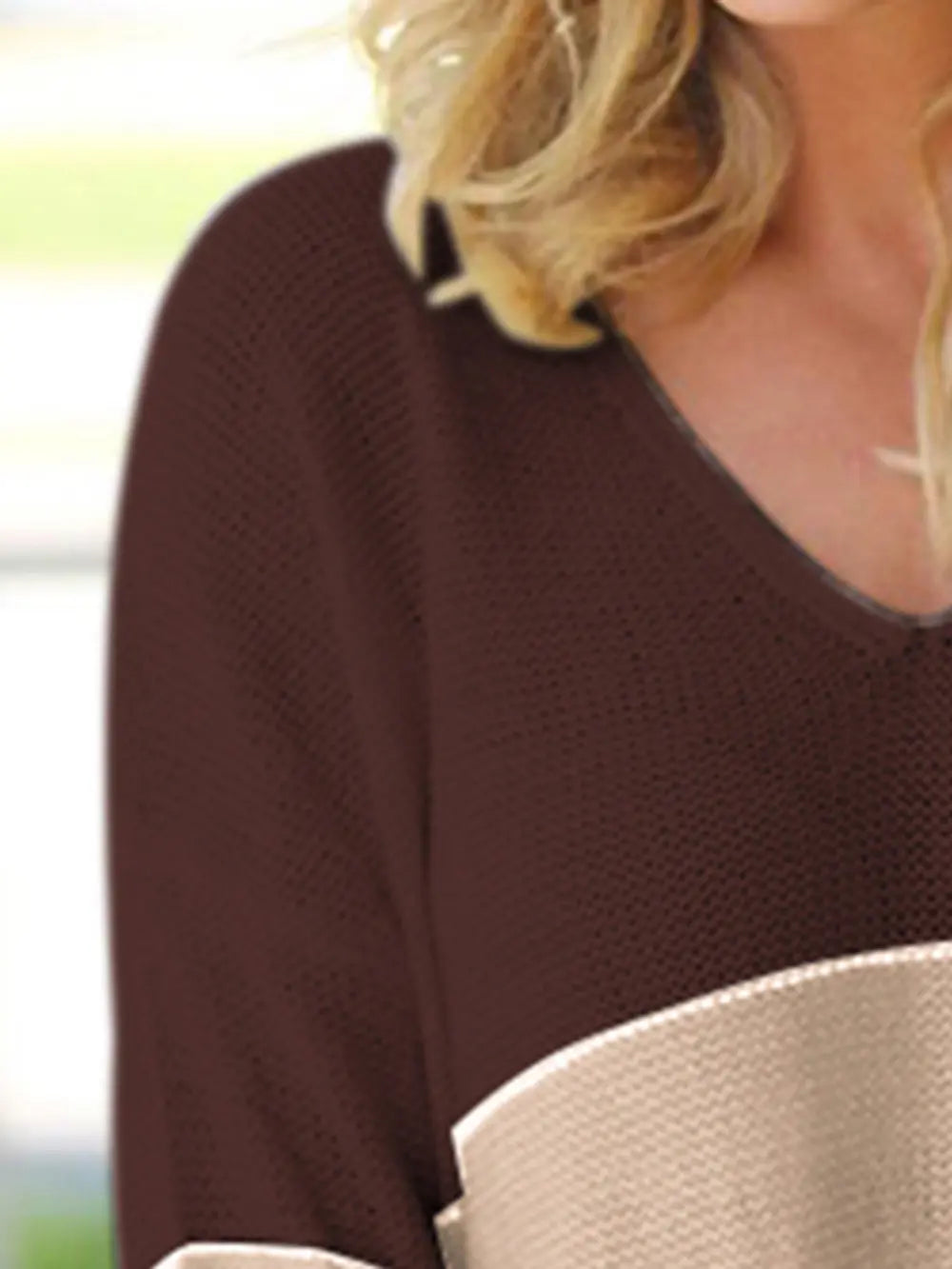 Striped V-Neck Long Sleeve Sweater, view 6
