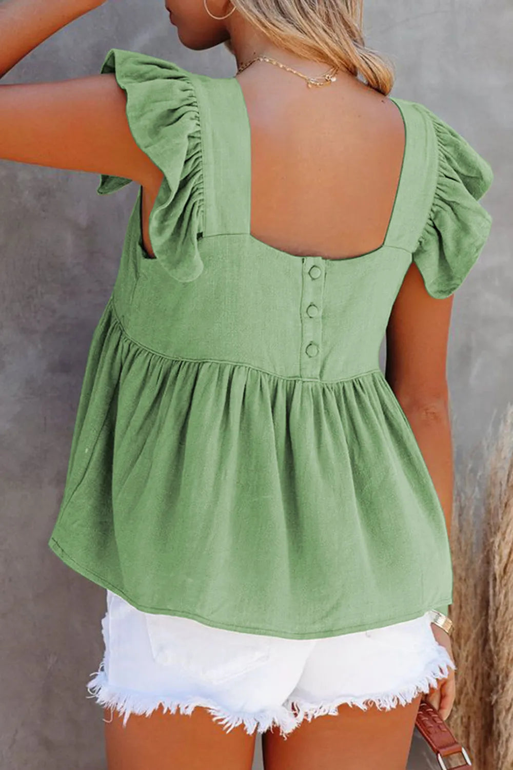 Full Size Ruffled Square Neck Cap Sleeve Blouse - Lilixa.store