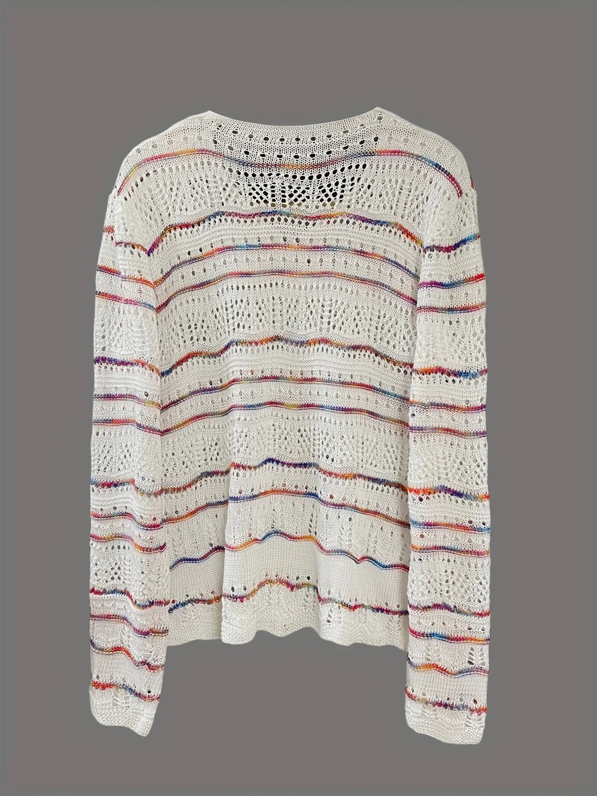 Openwork Long Sleeve Knit Top - Lilixa.store