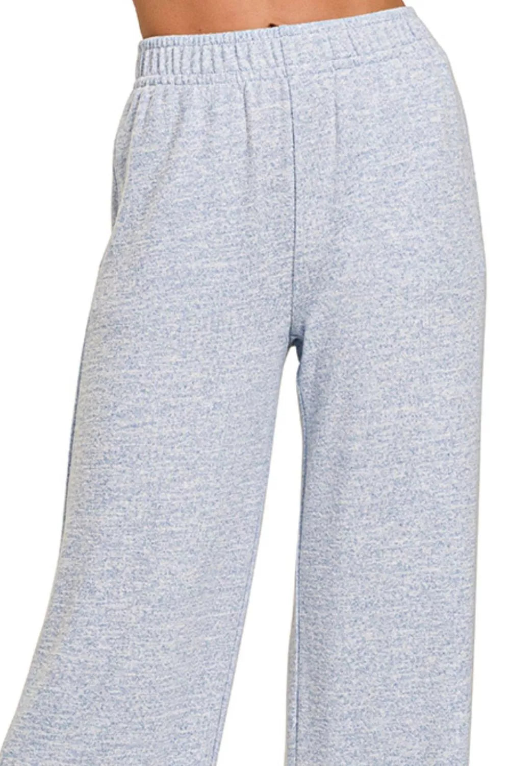 Zenana Soft Melange Hacci Elastic Waistband Lounge Pants - Lilixa.store