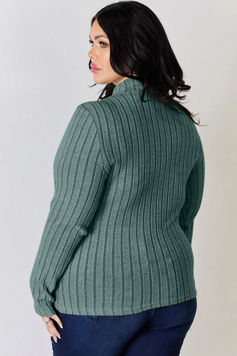 Basic Bae Full Size Ribbed Mock Neck Long Sleeve T-Shirt - Lilixa.store