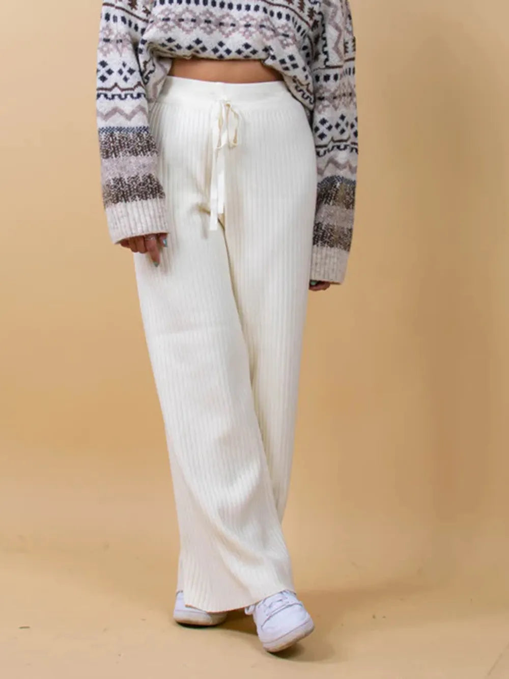 Ribbed Wide Leg Sweater Pants, view 3