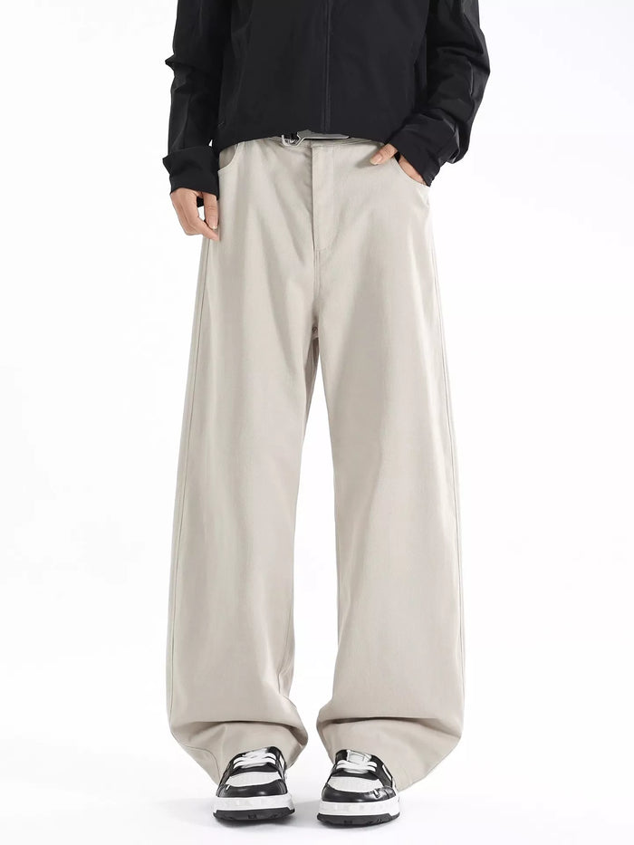 Men's Plus Size Wide Leg Casual Pants in Beige