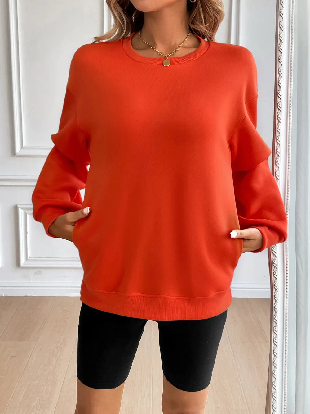 Ivy Lane Round Neck Long Sleeve Sweatshirt - Lilixa.store
