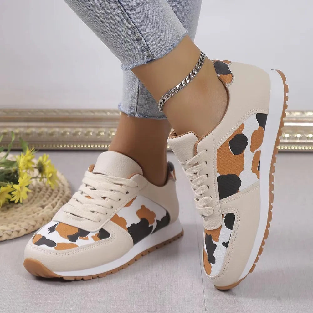 Tied Printed PU Leather Athletic - Lilixa.store