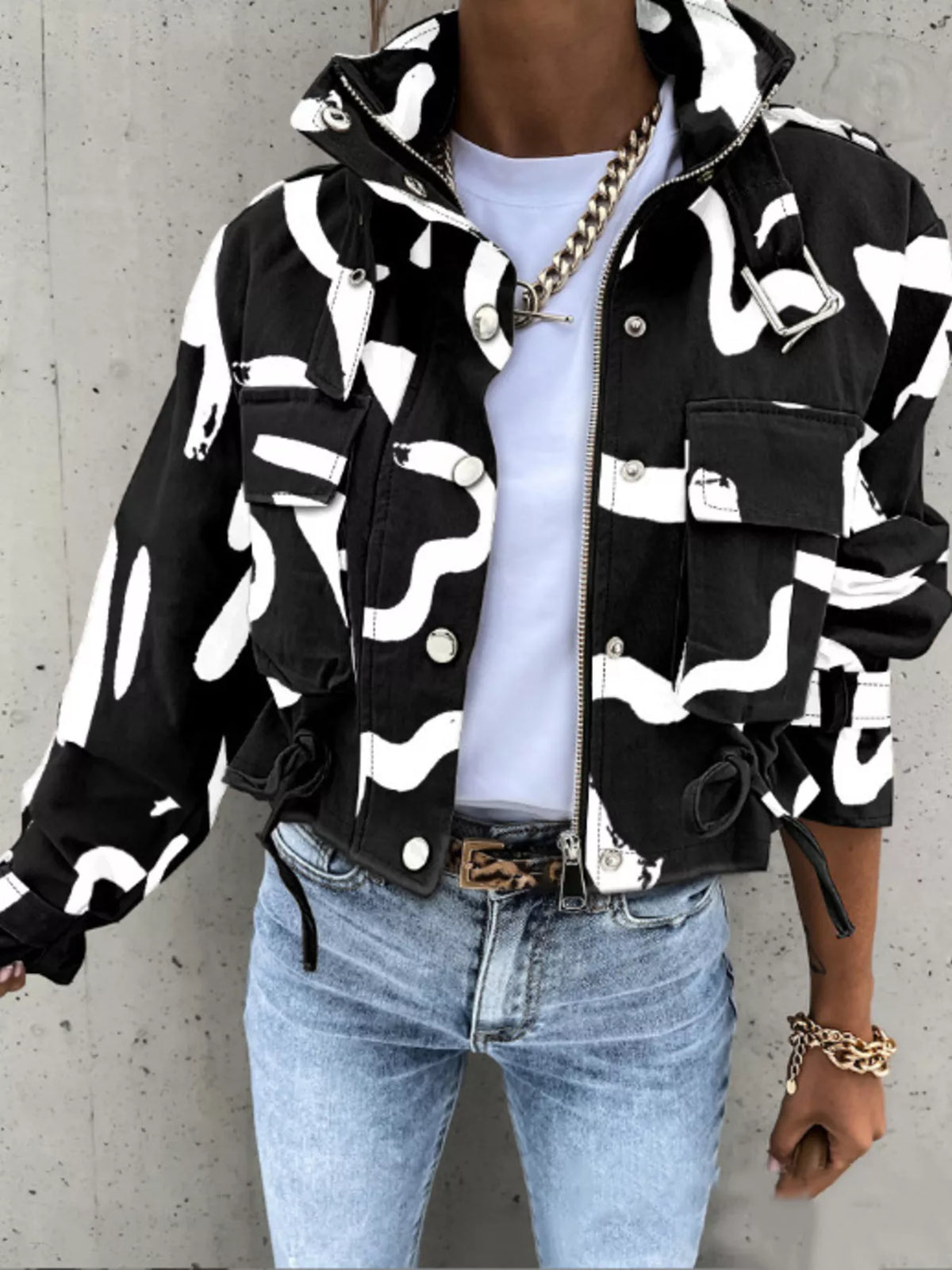 Snap Down Cropped Jacket