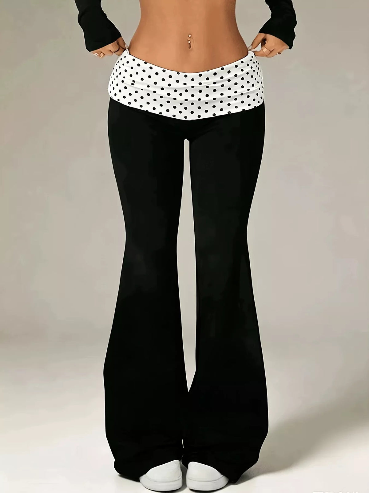 High-Waisted Polka Dot Flare Pants - Lilixa.store