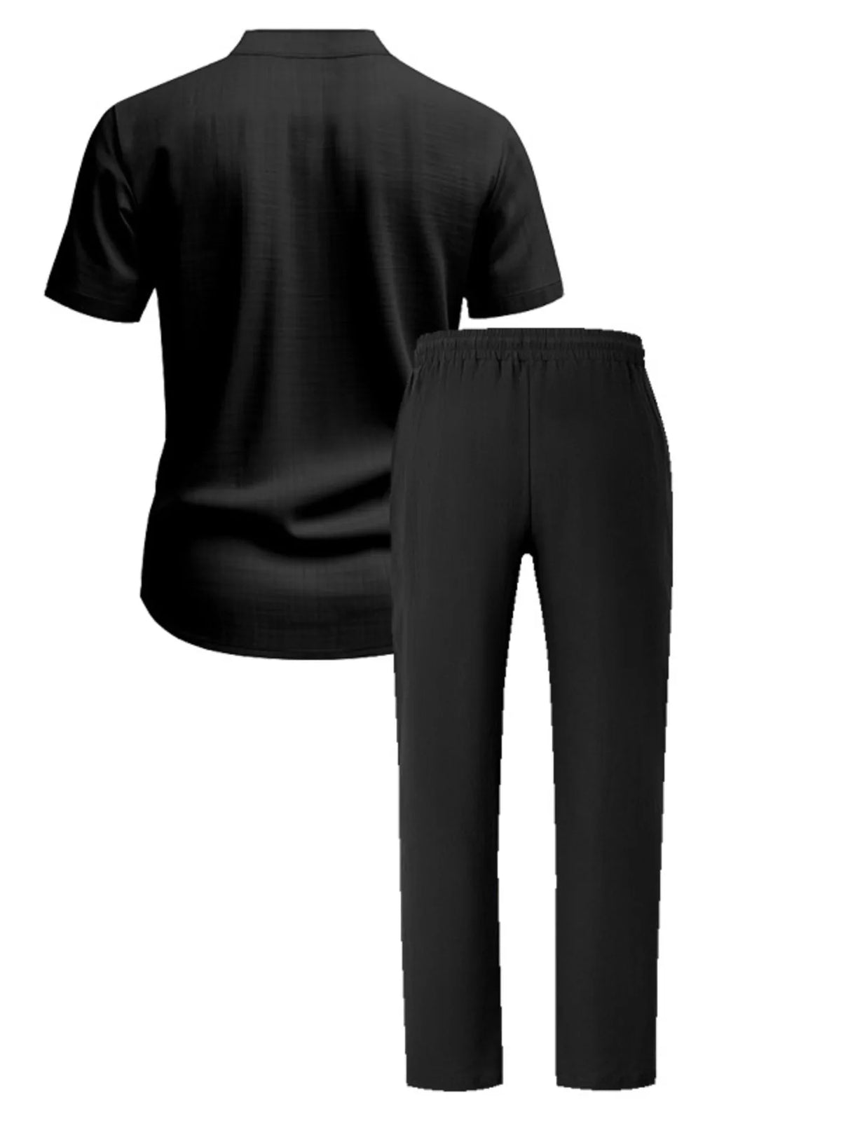 Men's Full Size Casual Button Up Short Sleeve Shirt and Pants Set Plus Size - Lilixa.store