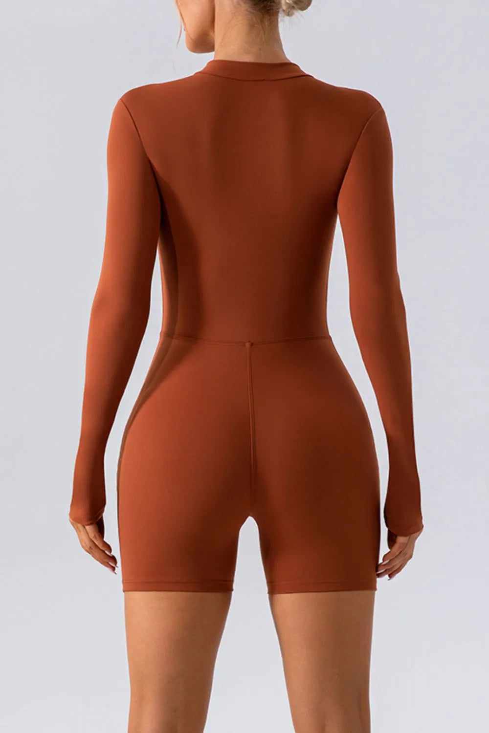 Half Zip Long Sleeve Active Romper - Lilixa.store