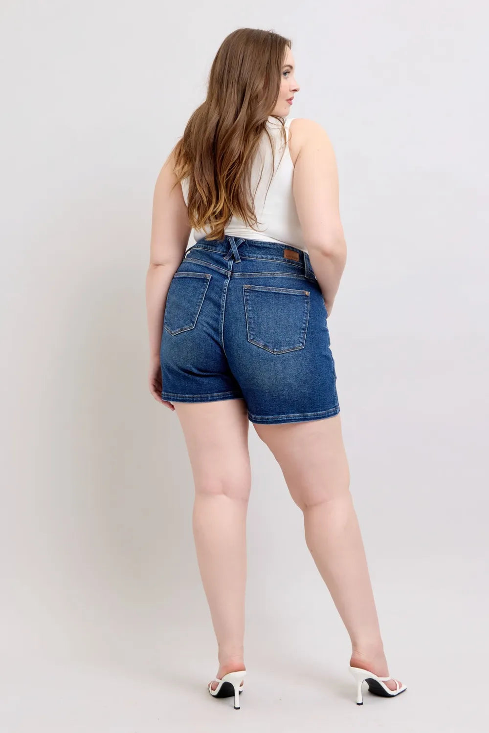 Judy Blue Full Size Double Button Waistband Denim Shorts Plus Size - Lilixa.store