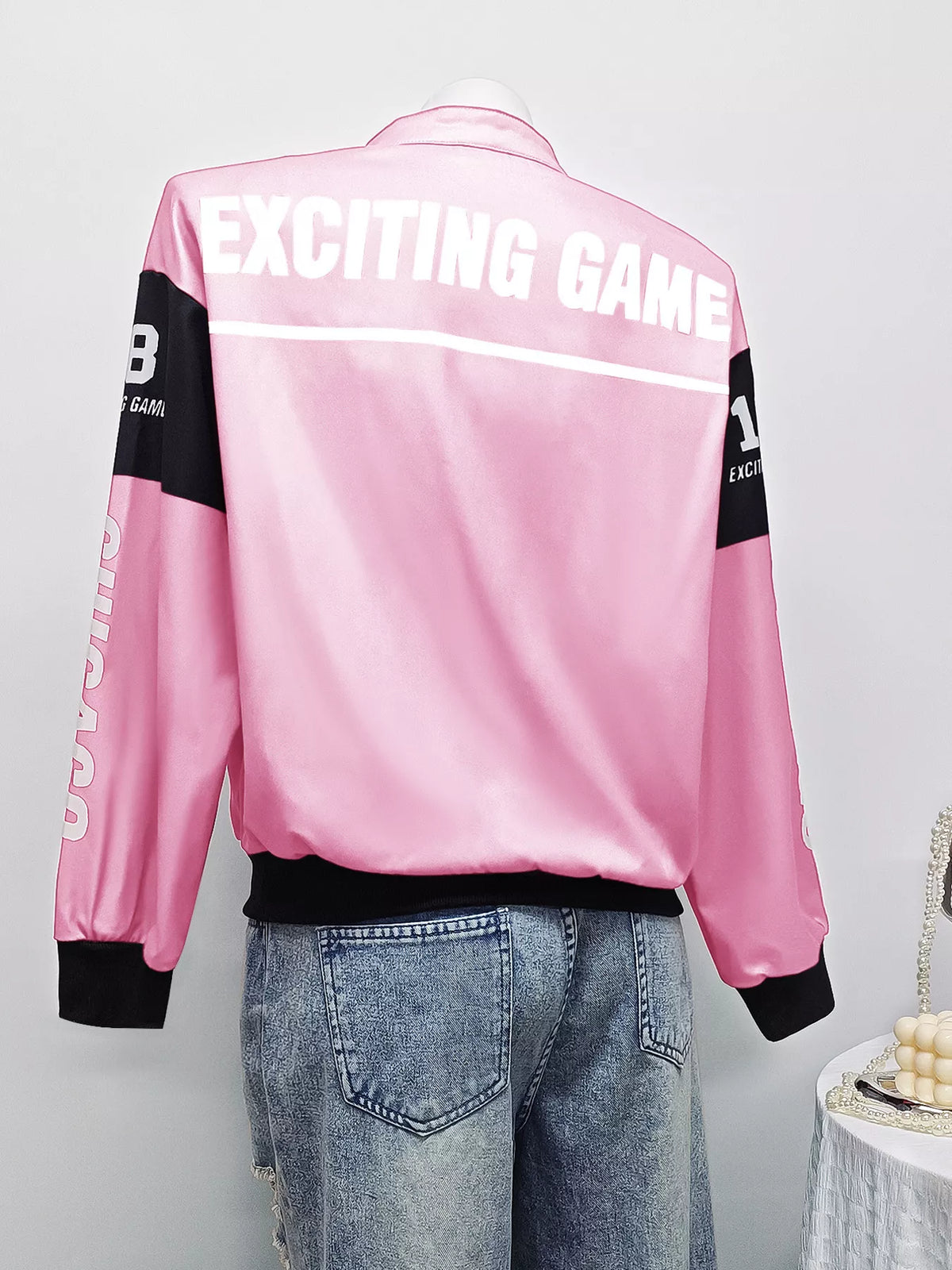 Letter Print Zip Up Jacket - Lilixa.store