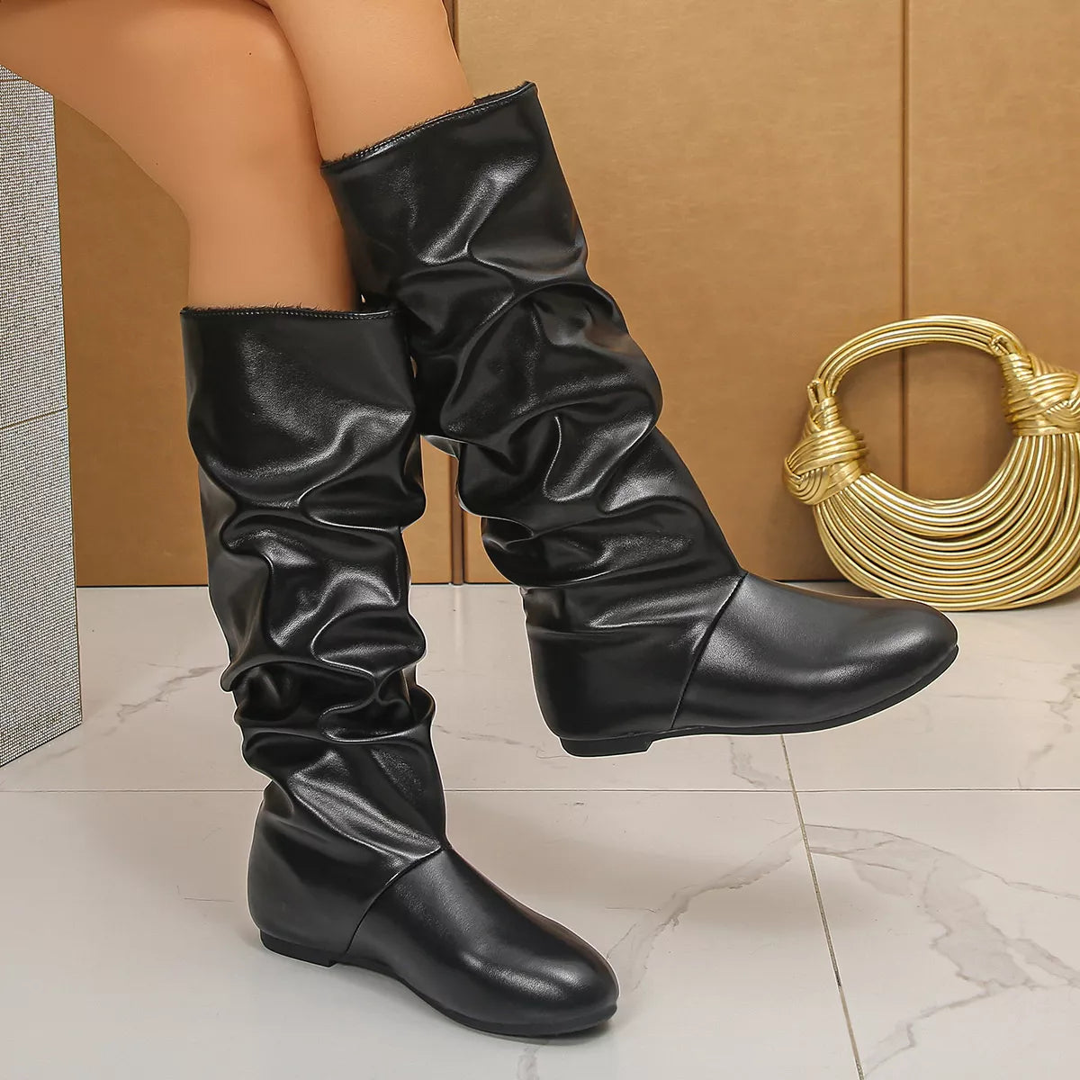 Slouchy Mid-Calf Boots - Lilixa.store